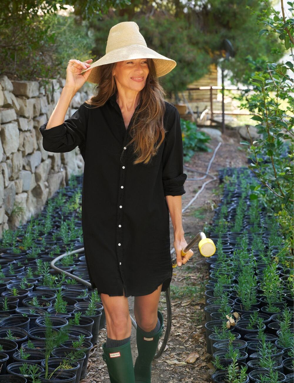 Frank & Eileen Shirt Dress Medium Mary Button Long Sleeve Black Collar